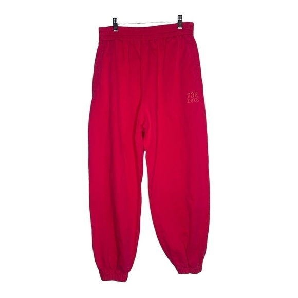 For Days High Waisted Sweatpants in Bright Rose Hot Pink Sz Med Barbie Baggy - Picture 4 of 10
